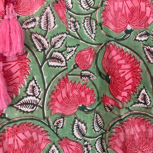 Pax Philomena NWT Francis Floral cotton draw string pants w/Beaded Tassel ties - Picture 15 of 16